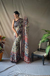 Green Kalamkari Print Saree For Wedding