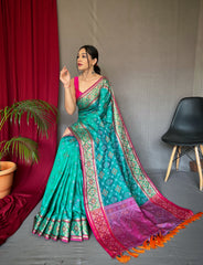 Green Color Soft Rangeen Patola Silk Saree