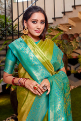 Green Soft Tissue Silk Heavy Design Saree