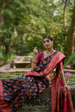 Navy Pashmina Silk Kashmiri Weaving Saree