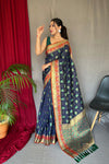 Navy Color Kachii Patola Silk Saree with Blouse Piece