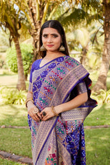 Luxurious Navy Blue Gharchola Bandhej Silk Sarees | High-Quality Bandhej with Zari Weaving, Paithani Rich Pallu, and Handmade Blouse.