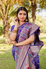 Luxurious Navy Blue Gharchola Bandhej Silk Sarees | High-Quality Bandhej with Zari Weaving, Paithani Rich Pallu, and Handmade Blouse.