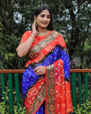 Orange Dual Colour Bandhej Silk Saree