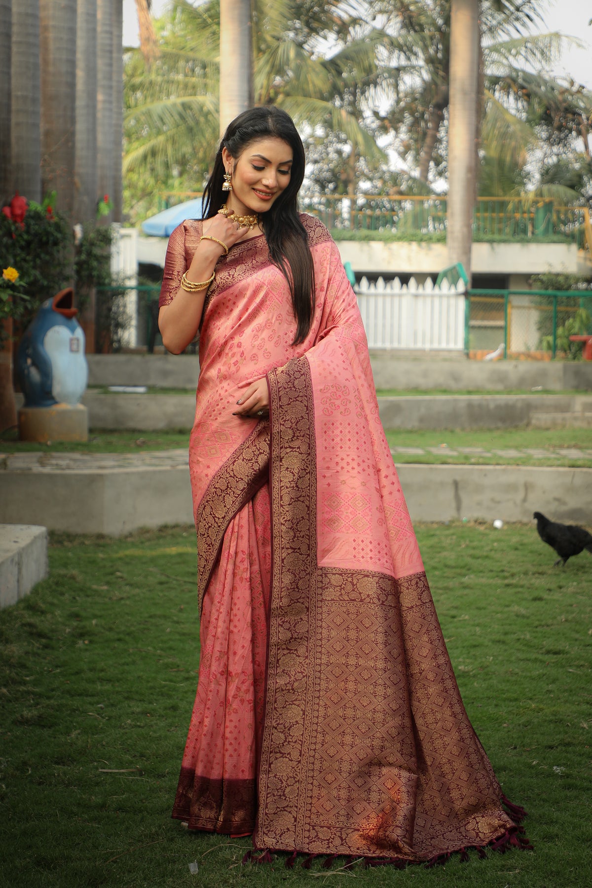 Pink Kanjivaram Silk Sarees for Festivel