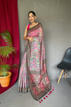 Pink Kalamkari Print Pure Malai Cotton Saree