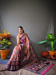 Pink Cotton Sarees with Kalamkari Digital Print