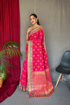 Pink Kachii Patola Silk Saree with Blouse Piece