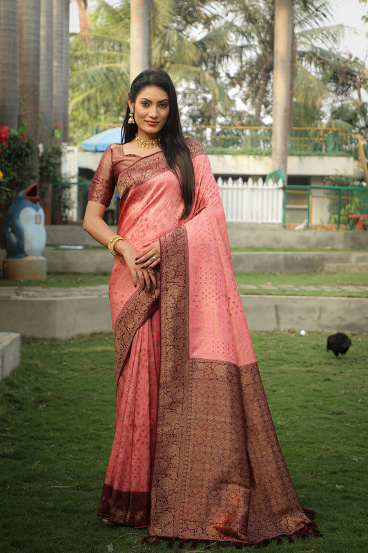 Pink Kanjivaram Silk Sarees for Festivel