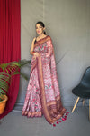 Pink Cotton Sarees with Kashmiri Digital Print