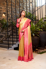 Pink Soft Tissue Silk Heavy Design Saree