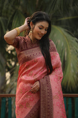 Pink Original Kanjivaram Soft Silk Saree