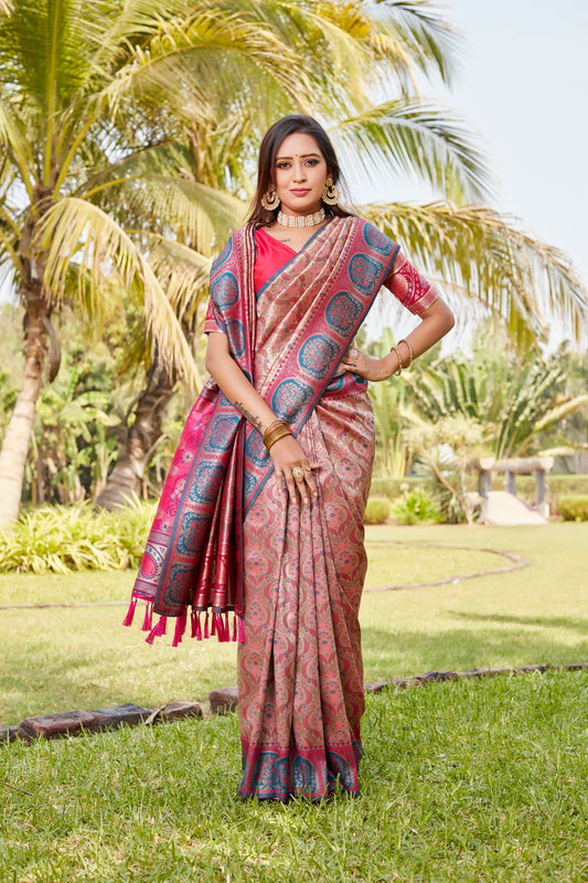 Pink Original Kanjivaram Soft Silk Saree