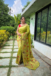 Pista Color Pure Paithani Silk Saree with Traditional Paithani Border and Unique Motif Patterns - Contrast Richly Woven Pallu and Meenakari Motif Blouse.