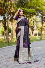 Purple Color Kanjivaram Soft Satin Silk Saree