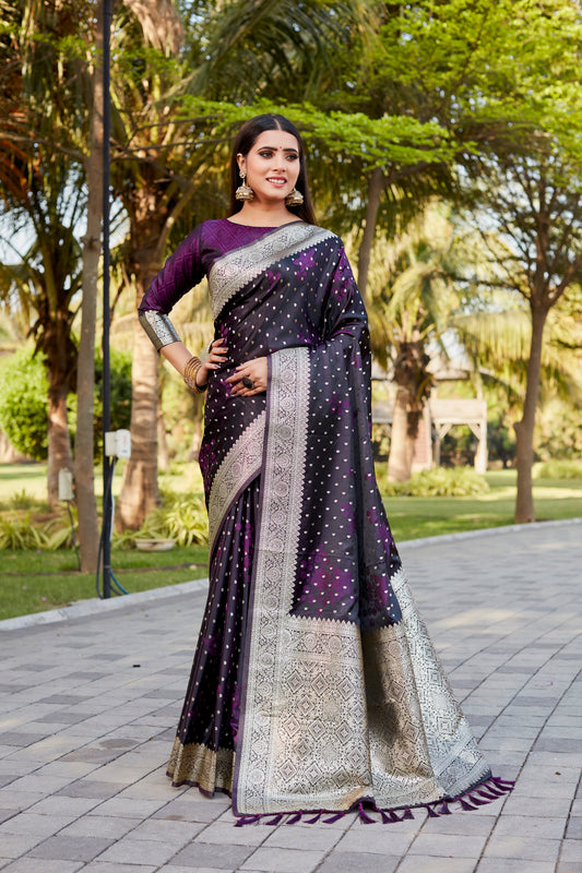 Purple Color Kanjivaram Soft Satin Silk Saree