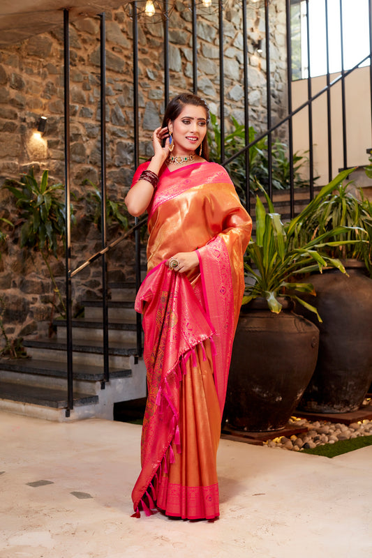 Red Soft Tissue Silk Heavy Design Saree