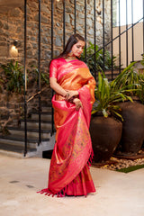 Red Soft Tissue Silk Heavy Design Saree