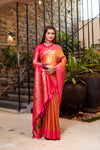 Red Soft Tissue Silk Heavy Design Saree