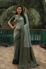 Sea Green Kanjivaram Soft Silk Saree