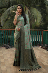 Sea Green Kanjivaram Soft Silk Saree