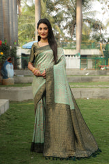 Sea Green Kanjivaram Silk Sarees for Festivel