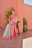 Sky Banarasi Silk Paithani Saree with Zari Weaving