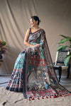 Sky Kalamkari Print Saree