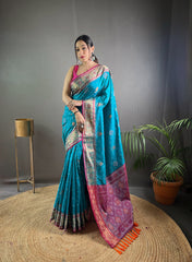 Sky Soft Rangeen Patola Silk Saree For Weddings