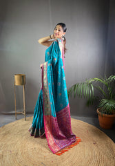 Sky Soft Rangeen Patola Silk Saree For Weddings