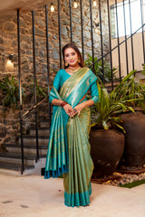 Sky Soft Tissue Silk Heavy Design Saree