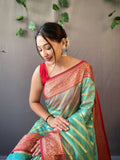 Navy Blue Organza Saree in silk with Jacquard Rich Pallu