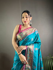 Sky Soft Rangeen Patola Silk Saree For Weddings