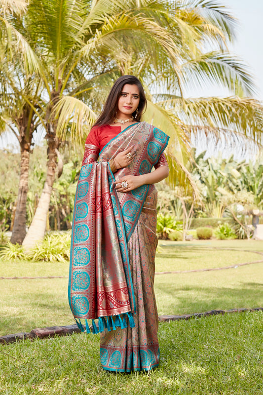 Teal Original Kanjivaram Soft Silk Saree