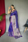 Violate Handloom Saree with Gold Jacquard Border