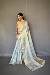 White Tissue Silk Saree with Jacquard Zari Weaving