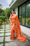 Yellow Pure Paithani Silk Saree with Traditional Paithani Border and Unique Motif Patterns - Contrast Richly Woven Pallu and Meenakari Motif Blouse.