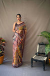 Kalamkari Prints Yellow Soft Cotton Sarees