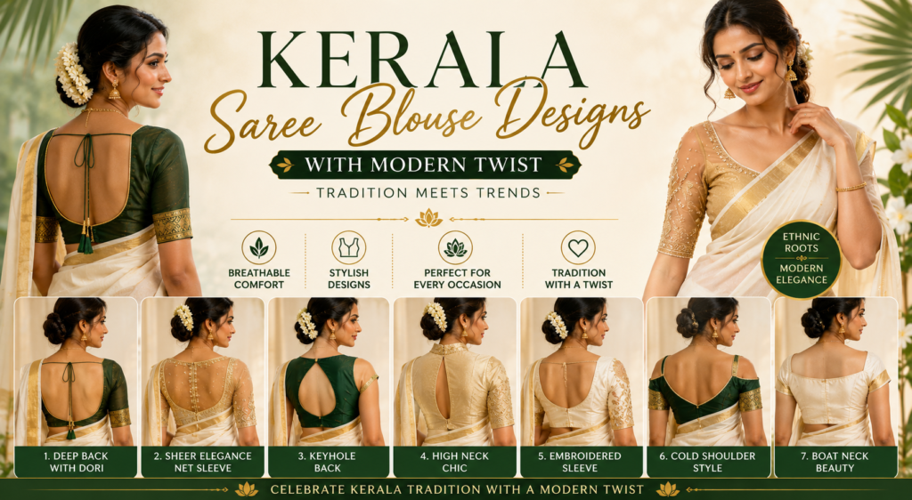 Kerala Saree Blouse Designs with Modern Twist