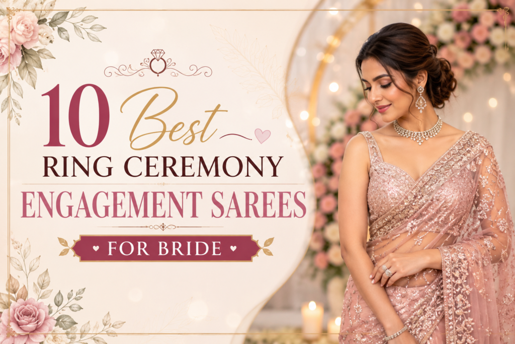 10 Best Ring Ceremony Engagement Sarees For Bride