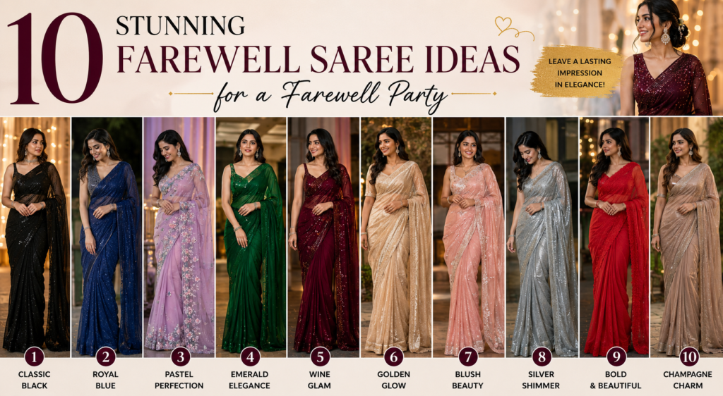 10 Stunning Farewell Saree Ideas for a Farewell Party